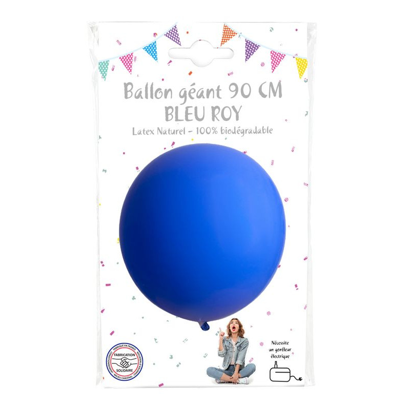 Ballon géant 90 cm Bleu ciel uni, gros ballon mariage - Badaboum
