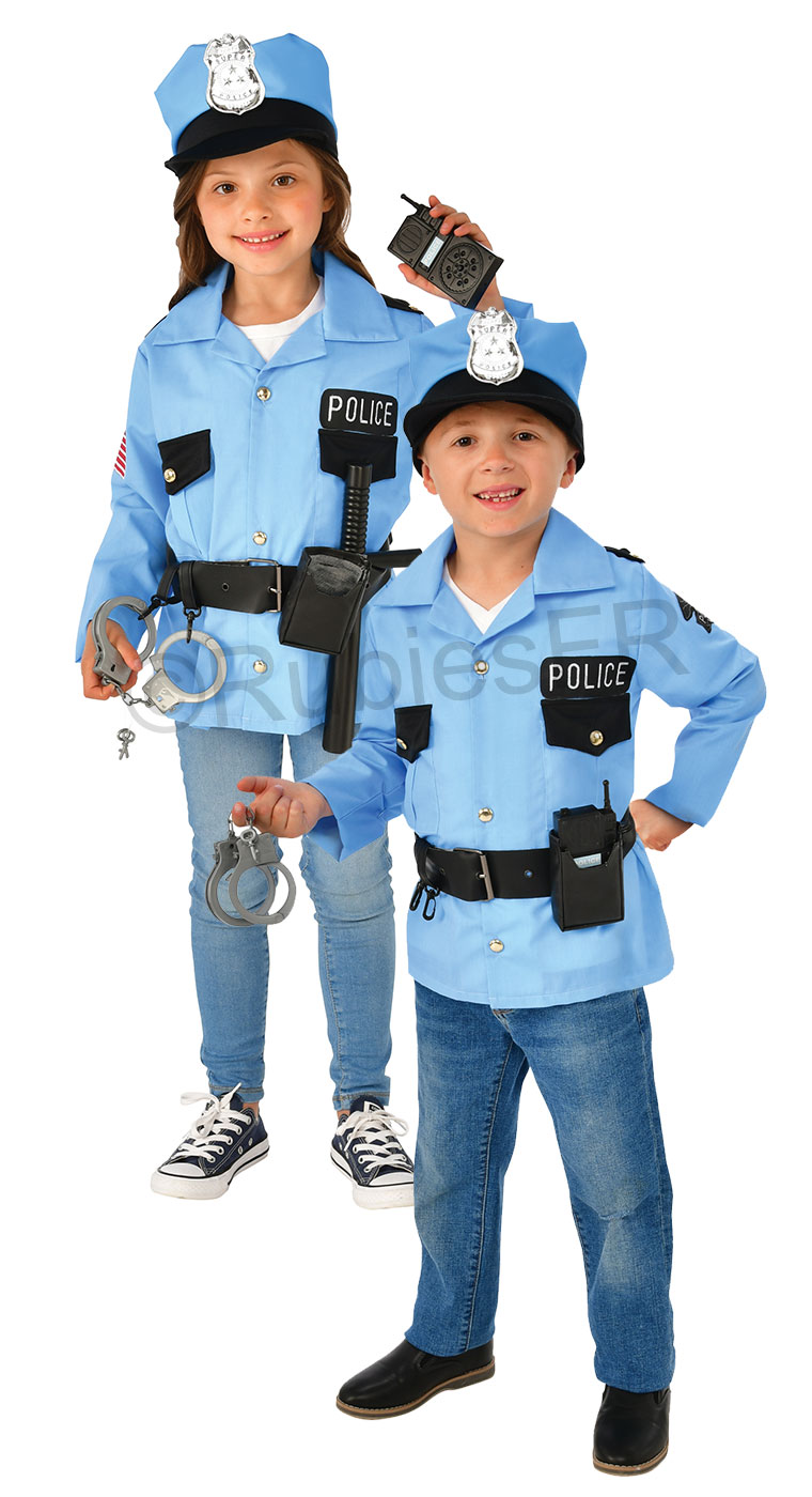 TiaoBug Enfant Chapeau de Déguisement Pompier Police Ingénieur Casque Jeu  de Rôle Accessoire Costume Carnaval Bleu Taille Uni